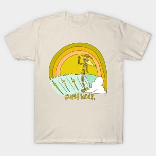 Surfy Birdy Rainbow Surf Flower Power Tee T-Shirt